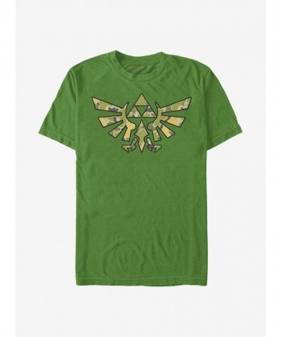 The Legend of Zelda Green Camo Crest T-Shirt for Men - Lightweight Cotton