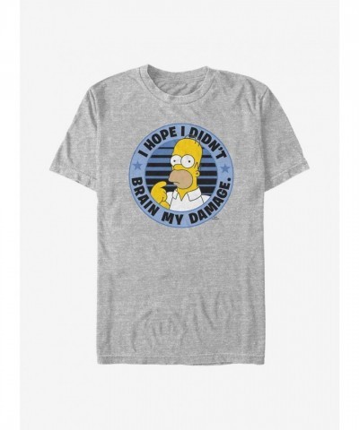 The Simpsons Homer Brain Damage T-Shirt for Men - Grey Comfortable Blend