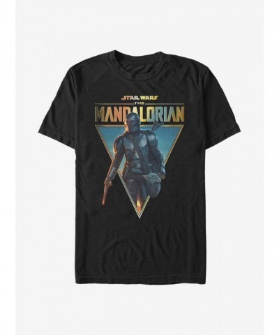 Mandalorian Mando and Baby Yoda Poster T-Shirt - Lightweight Cotton Men's Black