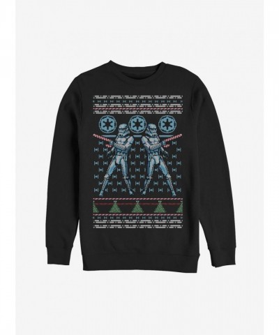 Star Wars Festive Candy Cane Stormtrooper Ugly Christmas Sweatshirt - Men's Black