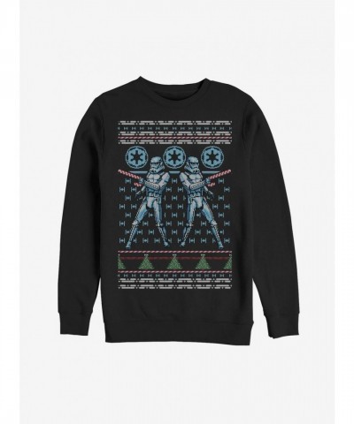 Star Wars Festive Candy Cane Stormtrooper Ugly Christmas Sweatshirt - Men's Black
