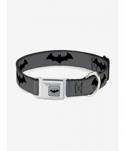 DC Comics Justice League Retro Bat Emblem Pet Collar in Gray & Black
