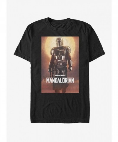 The Mandalorian Poster T-Shirt for Men - Black Cotton