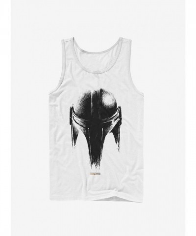 Mandalorian Sketch Helmet Tank Top for Men - White