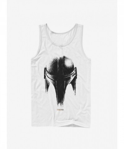 Mandalorian Sketch Helmet Tank Top for Men - White