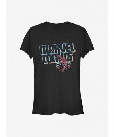 Marvel Girls' Spider-Man Graphic T-Shirt - Junior Sizes, Black