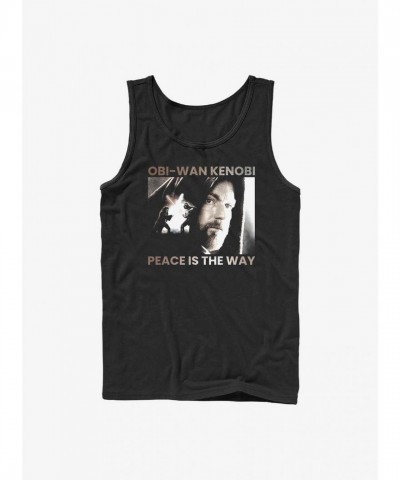 Obi-Wan Kenobi "Peace Is The Way" Cotton Men's Tank Top - Black