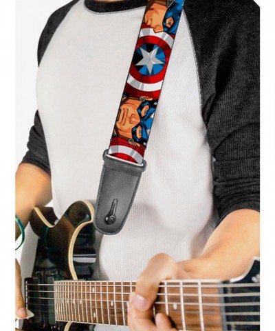 Marvel Captain America Shield Face Close-Up Guitar Strap, 2" Wide, Adjustable Length, USA Made