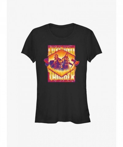 Marvel Two Thors Avengers Badge T-Shirt for Girls - Black