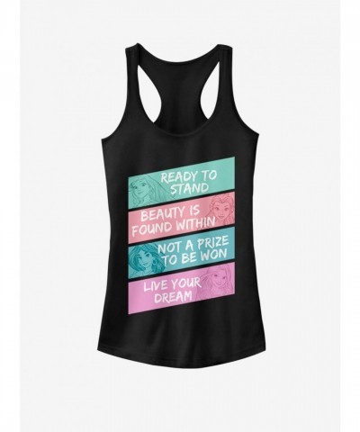 Disney Princess-Inspired Motivational Tank Top for Girls - Black