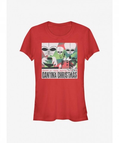 Star Wars Merry Cantina Christmas Tee for Girls - RED