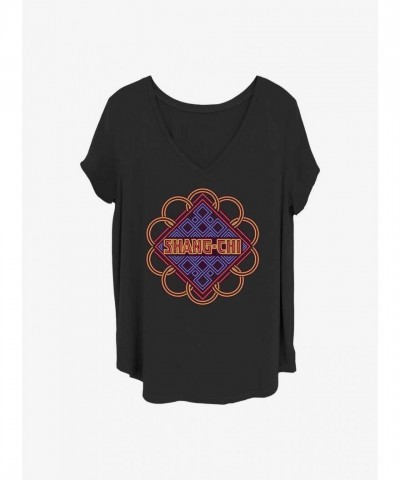 Marvel Shang-Chi Neon Logo Rings Plus Size T-Shirt for Girls - Black