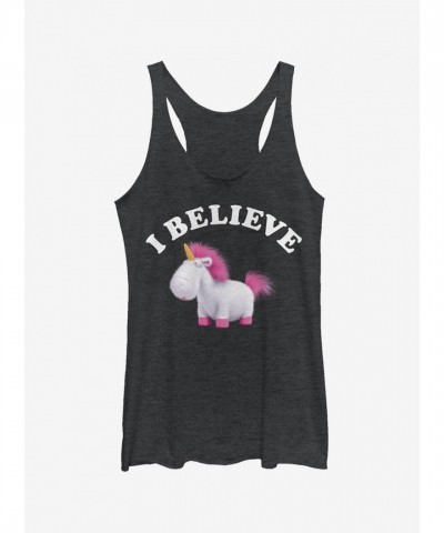 Minion I Believe in Unicorns Girls Tank Top - Black