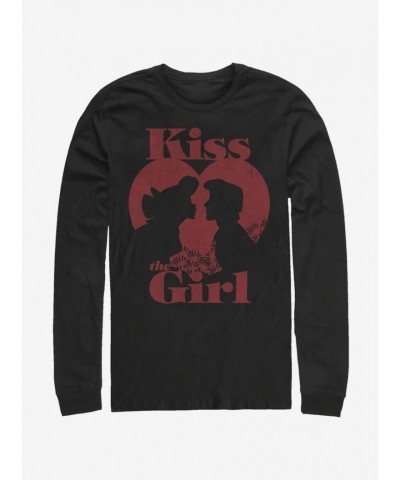 Disney Kiss the Girl Long-Sleeve T-Shirt for Men - Black