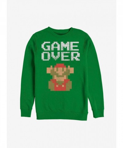 Nintendo Game Over Sweatshirt in Kelly Green - Unisex Nintendo Game Over Sweatshirt in Kelly Green - Unisex