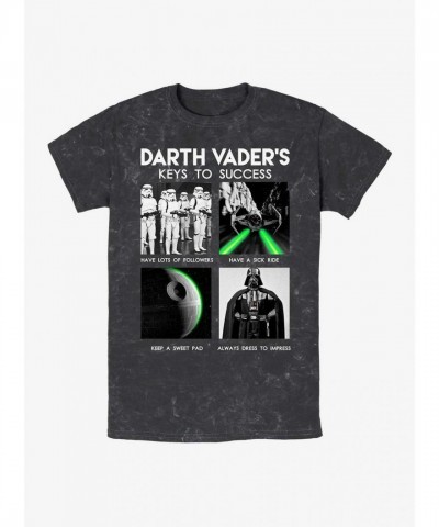 Star Wars Darth Vader Success Keys Mineral Wash T-Shirt - Unisex Black