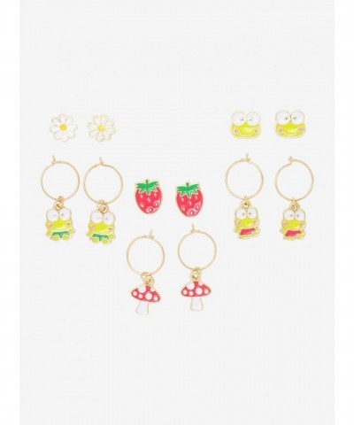 Keroppi Mushroom & Strawberry Stud Earrings & Hoops Set for Girls