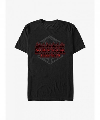 Stranger Things Badge Logo Dice T-Shirt - Black Unisex