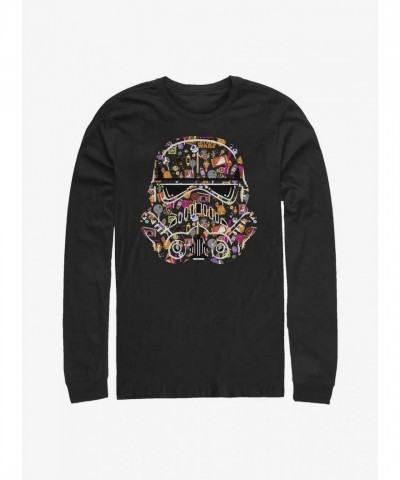Star Wars Black Stormtrooper Candy Face Print Men's Long Sleeve T-Shirt