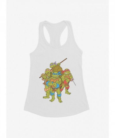 Teenage Mutant Ninja Turtles Girls Tank Top - White Lightweight Junior Size