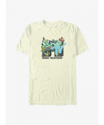 MTV Butterflies Logo Unisex T-Shirt in Beige