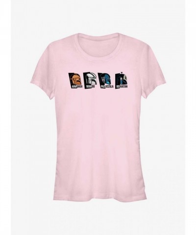 The Mandalorian Helmet Heroes Girls T-Shirt - Pink, Lightweight Cotton