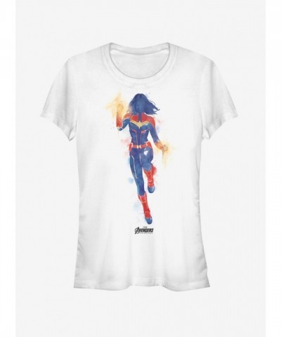 Marvel Captain Marvel Painted Design White T-Shirt for Women