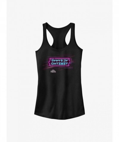 Marvel Girls Neon Wakandan Text Tank Top - Black Panther Edition