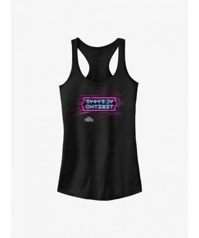 Marvel Girls Neon Wakandan Text Tank Top - Black Panther Edition
