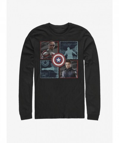 Marvel The Falcon & Winter Soldier Heroes Long Sleeve T-Shirt - Men's Black