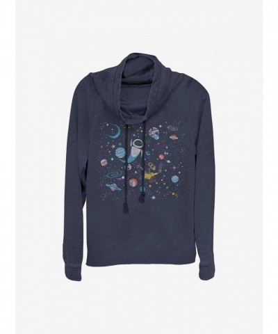 Disney Pixar Wall-E Galaxy Lightweight Cowlneck Top for Girls - Blue