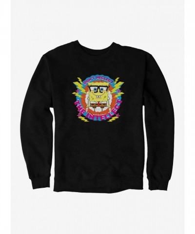 SpongeBob SquarePants Glasses-Themed Intellectual Black Sweatshirt for Men