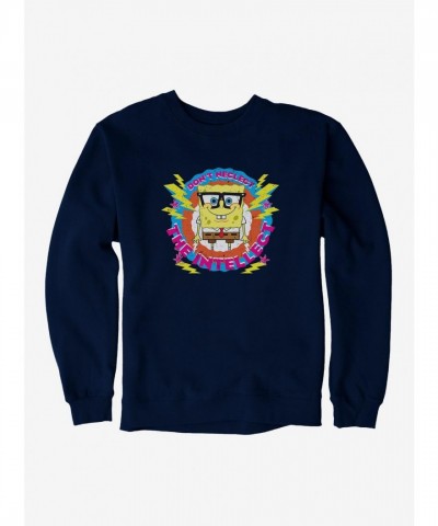 SpongeBob SquarePants Glasses-Themed Intellectual Black Sweatshirt for Men