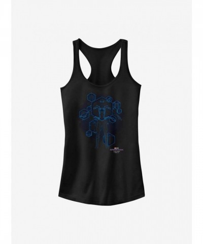Marvel Girls' Spider-Man Blueprint Design Tank Top - Black