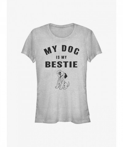 Disney Girls T-Shirt - Is My Bestie Patch from 101 Dalmatians in Grey Disney Girls T-Shirt - Is My Bestie Patch from 101 Dalmatians in Grey