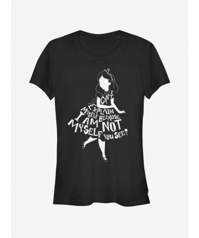 Disney Alice in Wonderland Not Alice Junior Girls T-Shirt - Black