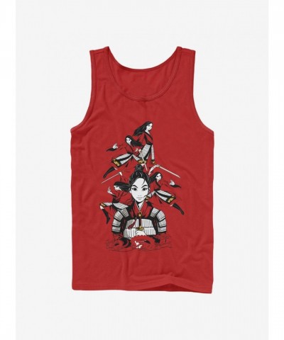 Disney Mulan Red Cotton Tank Top for Men