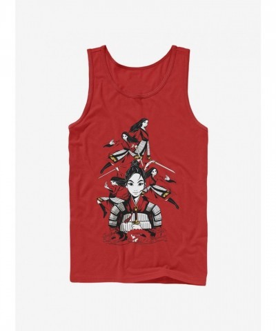 Disney Mulan Red Cotton Tank Top for Men