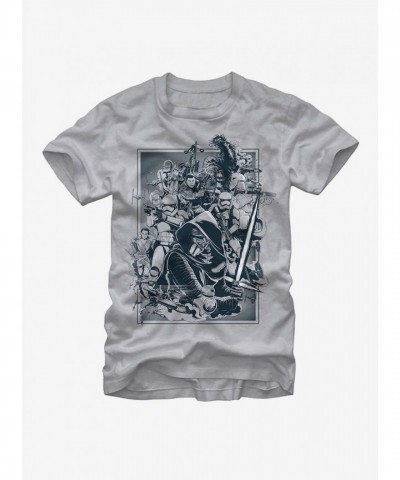 Star Wars The Force Awakens Characters Silver T-Shirt - Unisex