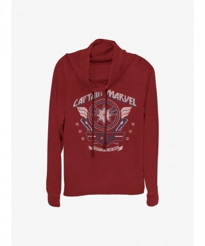 Marvel Captain Marvel Cowl Neck Long Sleeve Top - Red for Girls