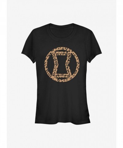 Marvel's Black Widow Icon Leopard Print Girls T-Shirt - Junior Sizes