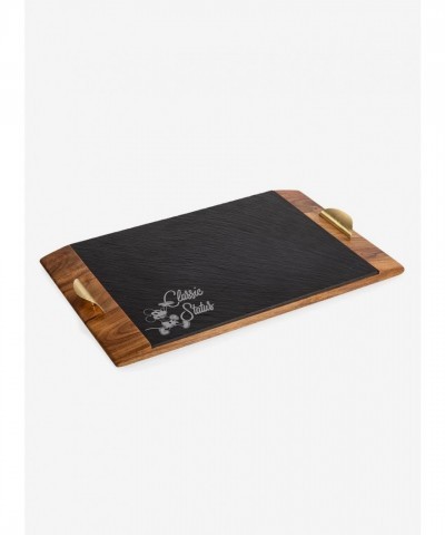 Disney Covina Acacia Wood and Slate Serving Tray with Rounded Edges