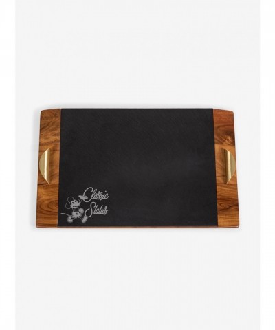 Disney Covina Acacia Wood and Slate Serving Tray with Rounded Edges