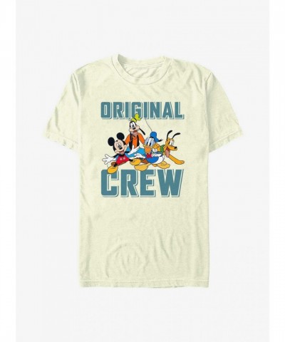 Disney Classic Mickey Mouse Beige Crew Neck T-Shirt for Men
