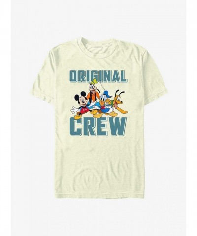 Disney Classic Mickey Mouse Beige Crew Neck T-Shirt for Men