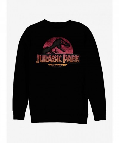 Jurassic Park Logo Sunset Unisex Sweatshirt - Black