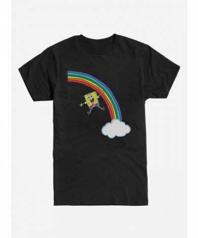SpongeBob SquarePants Rainbow Cloud Lightweight Cotton Tee for Men