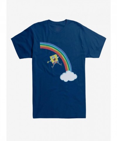 SpongeBob SquarePants Rainbow Cloud Lightweight Cotton Tee for Men