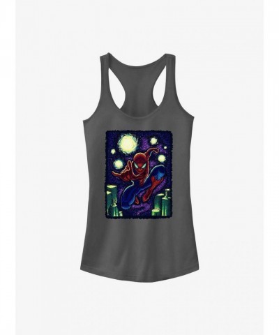 Marvel Girls Spider-Man Starry New York Tank Top - Grey