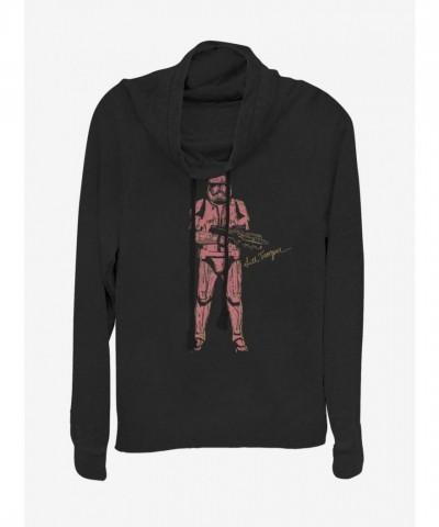 Star Wars Black Red Trooper Hoodie for Girls - Lightweight Cowl Neck Top